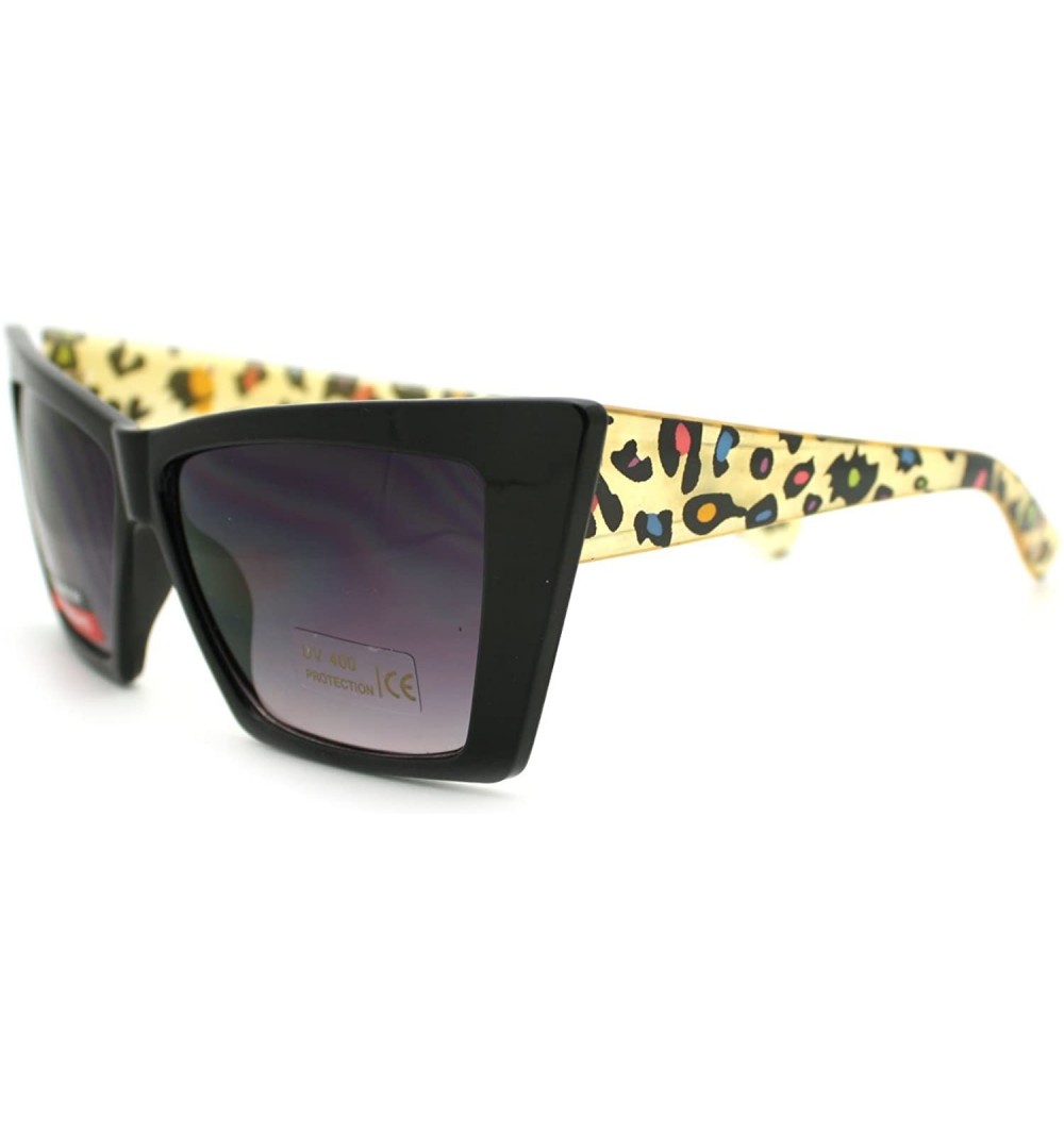 Rectangular Women's Retro Fashion Sunglasses Rectangular Cateye Leopard - Multicolor - CY11PWB4KTV $12.72