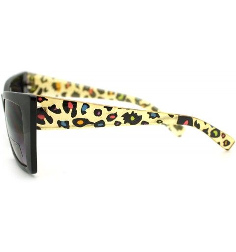 Rectangular Women's Retro Fashion Sunglasses Rectangular Cateye Leopard - Multicolor - CY11PWB4KTV $12.72