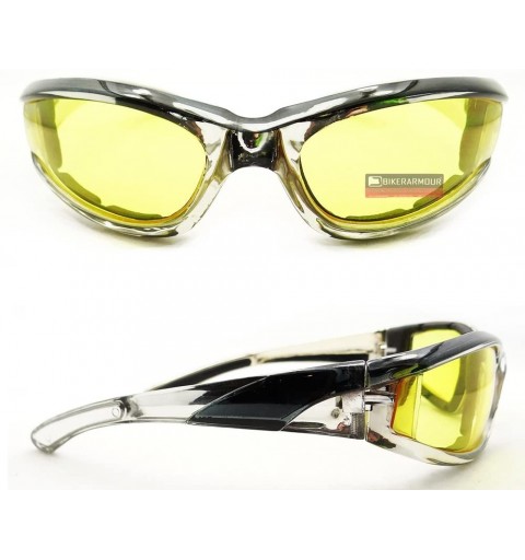 Goggle Chrome Motorcycle Transition Sunglasses UV Sensitive Day Night Goggles Eyewear - Yellow to Brown With Hard Case - C911...