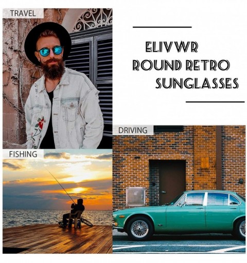 Round Round Retro Polarized Sunglasses for Men- Vintage Classic Eyewear Al-Mg Metal Frame for Outdoor Activities - CC190HLM4Y...