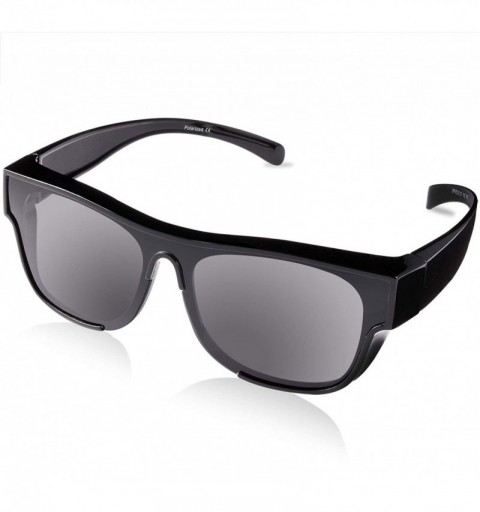 Oversized Polarized Oversized Fit Over Sunglasses with One Piece Lenses - Black - C718QK9MUWI $19.74