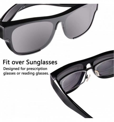 Oversized Polarized Oversized Fit Over Sunglasses with One Piece Lenses - Black - C718QK9MUWI $19.74