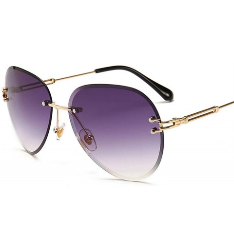 Oversized RimlRound Sunglasses Women Flower Gradient Sun Glasses Female Metal Frame Shades Eyewear UV400 - Brown - CG199C0U76...