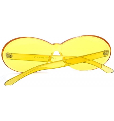 Rimless Vintage Fashion Rimless Oval Sunglasses Frameless Colored Lens - Red Add Yellow - CY18QNHCLKN $10.77
