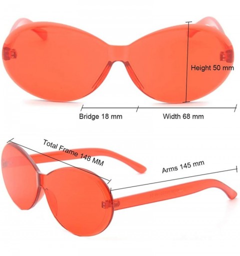 Rimless Vintage Fashion Rimless Oval Sunglasses Frameless Colored Lens - Red Add Yellow - CY18QNHCLKN $10.77