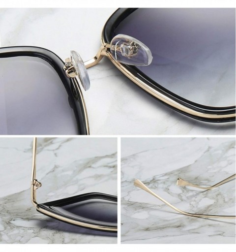Goggle Cateye Sunglasses Women Vintage Metal Glasses Mirror Retro Lunette De Soleil Femme UV400 - Blue - CD197A2MQSM $17.53