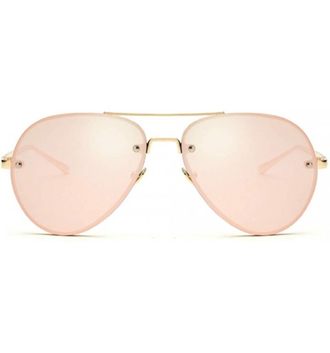 Rimless Classic Double Bridge Metal Aviator Sunglasses Retro UV400 Semi-rimless Glasses - Flash Rose Pink - CB18SLSAUAD $14.71
