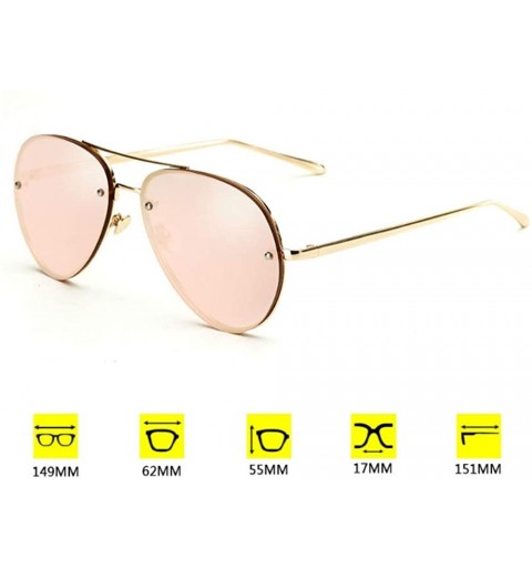 Rimless Classic Double Bridge Metal Aviator Sunglasses Retro UV400 Semi-rimless Glasses - Flash Rose Pink - CB18SLSAUAD $14.71