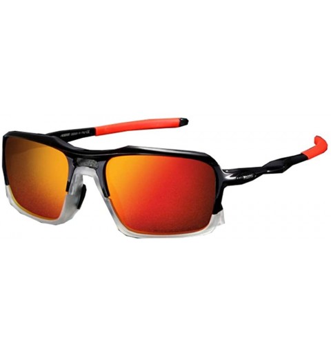 Sport Sports Sunglasses High-end Ultra-Light TR90 Frame True Membrane Polarization Outdoor - Black + Transparent Red - CO18YZ...