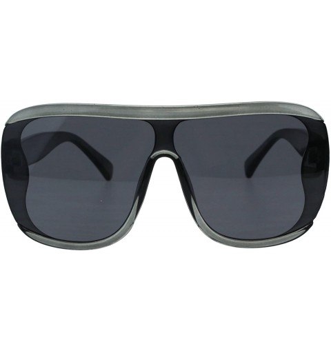 Shield Retro Shield Mod Racer Ironic Plastic Vintage Style Sunglasses - Grey Black - C118ES22ST2 $18.70