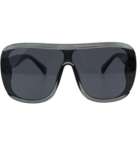 Shield Retro Shield Mod Racer Ironic Plastic Vintage Style Sunglasses - Grey Black - C118ES22ST2 $9.86