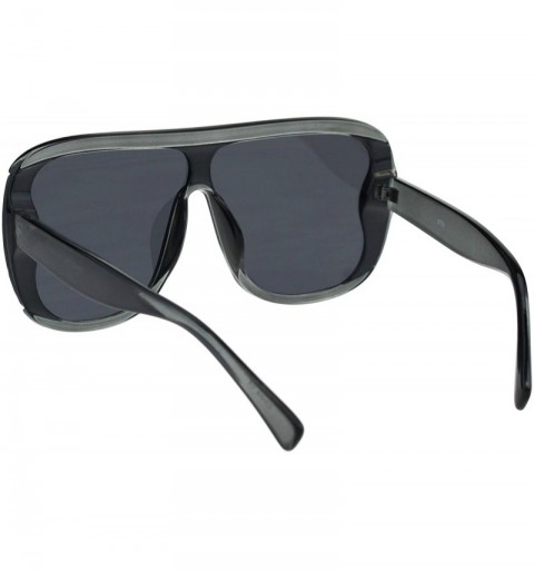 Shield Retro Shield Mod Racer Ironic Plastic Vintage Style Sunglasses - Grey Black - C118ES22ST2 $9.86
