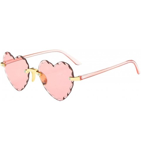 Rimless Heart Shaped Sunglasses for Women Fashion Casual Polarized Vintage Retro Cat Eye Frameless Sun Glasses - G - CT190OSK...