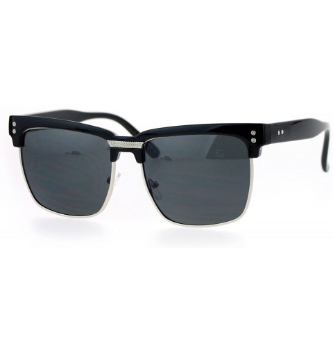 Square Mens Fashion Sunglasses Designer Style Square Frame Trendy Shades UV 400 - Black Silver (Black) - C2182I2DIXD $9.62