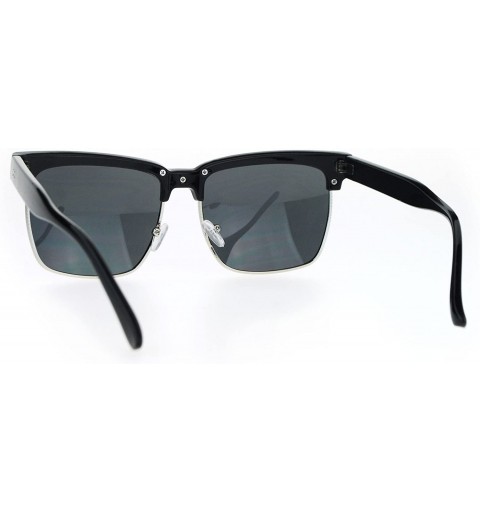 Square Mens Fashion Sunglasses Designer Style Square Frame Trendy Shades UV 400 - Black Silver (Black) - C2182I2DIXD $9.62