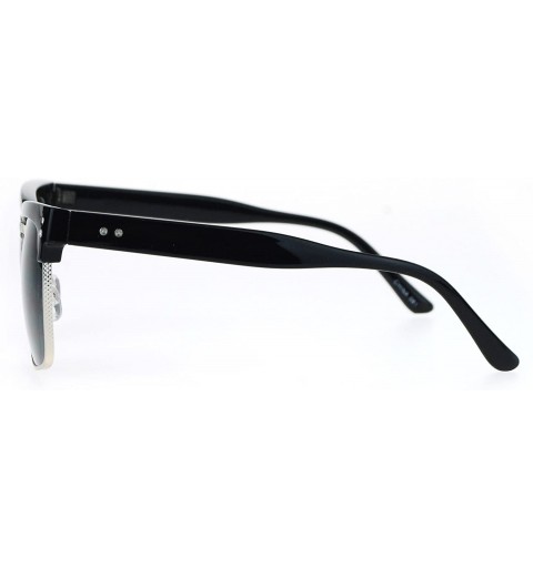 Square Mens Fashion Sunglasses Designer Style Square Frame Trendy Shades UV 400 - Black Silver (Black) - C2182I2DIXD $9.62