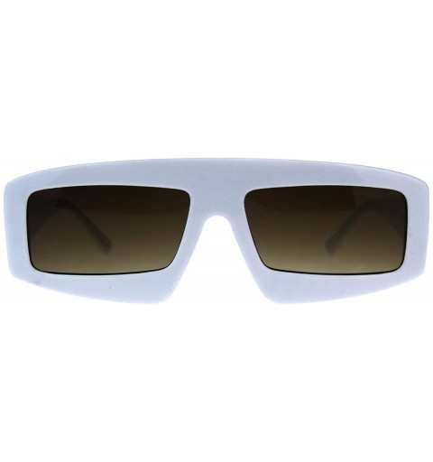 Rectangular Unisex Futuristic Sunglasses Rectangular Robot Fashion Frame UV 400 - White (Brown) - CZ18DWO030Q $10.36