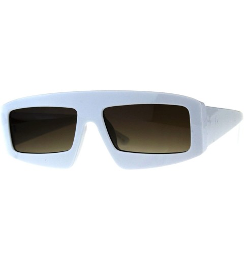 Rectangular Unisex Futuristic Sunglasses Rectangular Robot Fashion Frame UV 400 - White (Brown) - CZ18DWO030Q $10.36