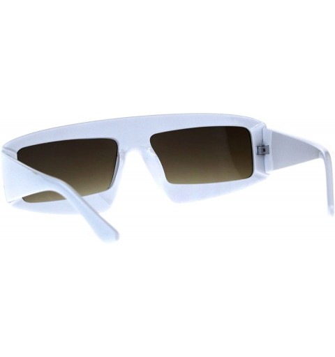 Rectangular Unisex Futuristic Sunglasses Rectangular Robot Fashion Frame UV 400 - White (Brown) - CZ18DWO030Q $10.36