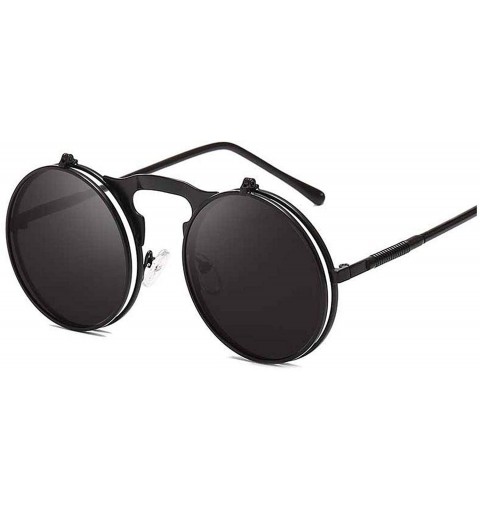 Goggle Classic Men Round Flip Cover Sunglasses Steampunk Women Retro Circle Small Frame Sun Glasses Eyewear UV400 - 5 - CF197...