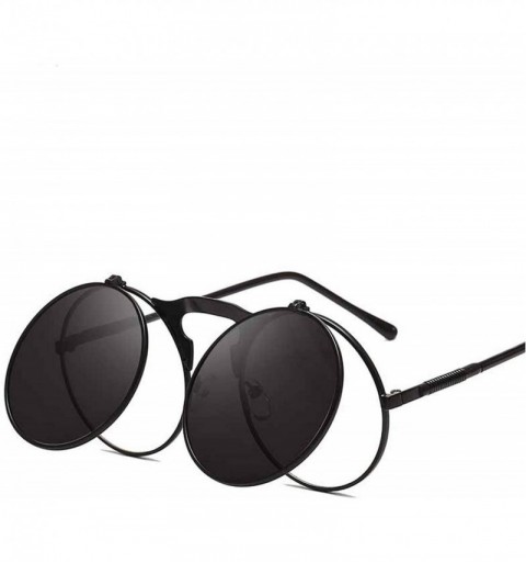 Goggle Classic Men Round Flip Cover Sunglasses Steampunk Women Retro Circle Small Frame Sun Glasses Eyewear UV400 - 5 - CF197...