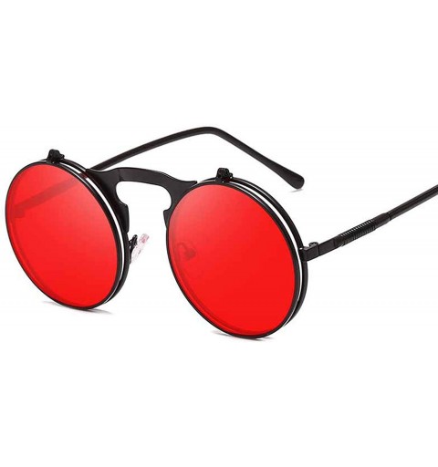 Goggle Classic Men Round Flip Cover Sunglasses Steampunk Women Retro Circle Small Frame Sun Glasses Eyewear UV400 - 5 - CF197...