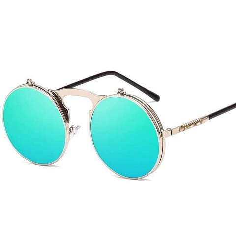 Goggle Classic Men Round Flip Cover Sunglasses Steampunk Women Retro Circle Small Frame Sun Glasses Eyewear UV400 - 5 - CF197...