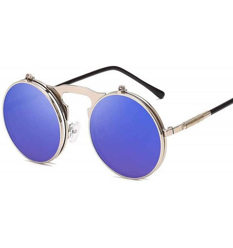 Goggle Classic Men Round Flip Cover Sunglasses Steampunk Women Retro Circle Small Frame Sun Glasses Eyewear UV400 - 5 - CF197...