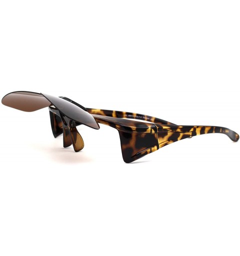 Oversized Polarized Mens Flip Up Shield Exposed Lens Fit Over Sunglasses - Tortoise Brown - C0193YMUCW0 $11.56