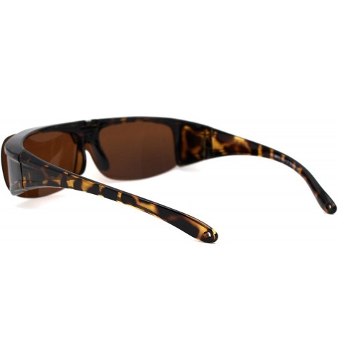 Oversized Polarized Mens Flip Up Shield Exposed Lens Fit Over Sunglasses - Tortoise Brown - C0193YMUCW0 $11.56