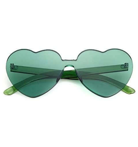 Goggle Rimless Sunglasses Heart Transparent One Piece Colorful Glasses - Green Heart - CT18C73UQ5L $10.74