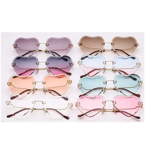 Oversized Frameless Peach Hearts Sunglasses Metal Love Sunglasses Women Lady Bright Color Dazzling Ocean Sunglasses - C918HE3...