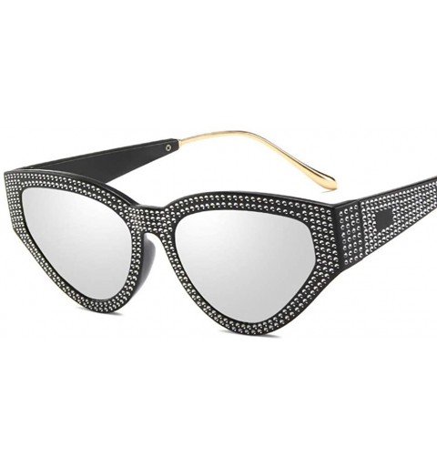 Cat Eye Fashion Diamond Sunglasses Unisex-Shade Glasses Cat Eye Mirror Lens-Sturdy Frame - B - C71905Z4Q68 $26.75