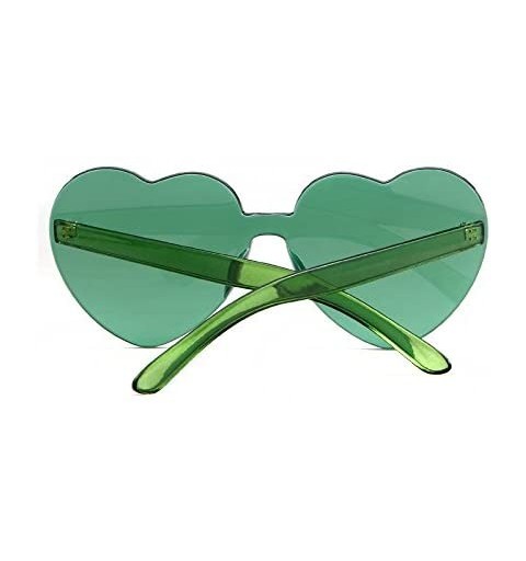 Goggle Rimless Sunglasses Heart Transparent One Piece Colorful Glasses - Green Heart - CT18C73UQ5L $10.74