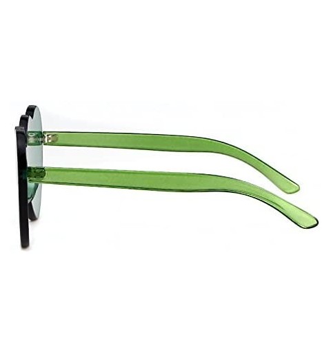 Goggle Rimless Sunglasses Heart Transparent One Piece Colorful Glasses - Green Heart - CT18C73UQ5L $10.74