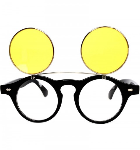 Round Steampunk Vintage Retro Round Circle Gothic Hippie Colored Plastic Frame Sunglasses Colored Lens - CW183KIO84U $13.83