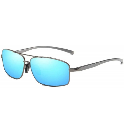 Goggle Men Polarized Sunglasses Classic Rectangle Sun Glasses Aluminum Magnesiu UV400 Eyewear - Grey Blue - CM199C90MTS $55.10