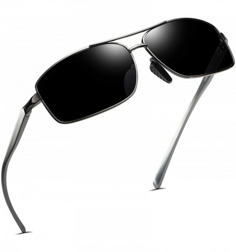 Goggle Men Polarized Sunglasses Classic Rectangle Sun Glasses Aluminum Magnesiu UV400 Eyewear - Grey Blue - CM199C90MTS $24.98