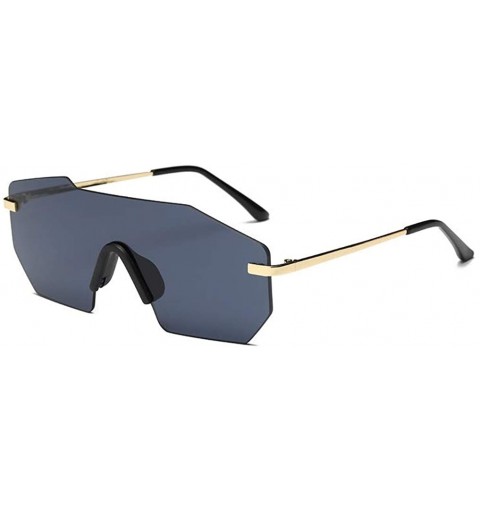 Goggle Personality integrated Sunglasses Goggles Rimless HD Lenses UV Protection - Black - CZ18LD9QA0L $35.34