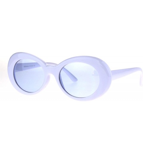 Oval Womens Thick White Plastic Oval Feminine Retro Pop Color Lens Sunglasses - Blue - C9185R7OKG5 $10.93