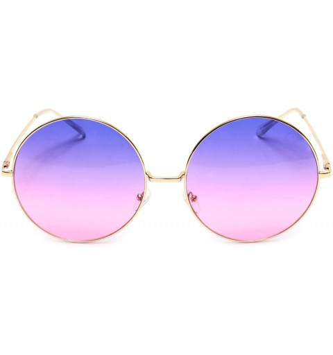 Oversized Huge Super Oversized Large Sunglasses Round Circle Gold Metal Color Lens - Purple & Pink - CM18EYCD6SH $13.15
