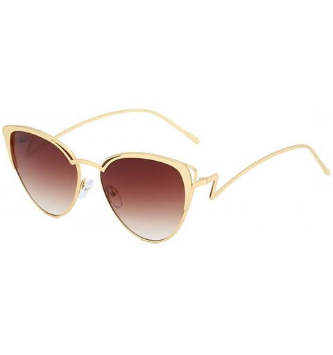 Cat Eye Retro Cat Eye Fashion Metal Frame Tinted Lenses Women Sunglasses UV400 - Brown - C218NHDIQ5U $11.65