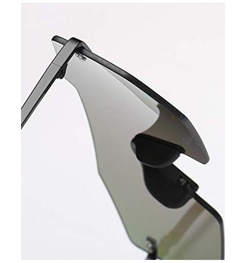Goggle Personality integrated Sunglasses Goggles Rimless HD Lenses UV Protection - Black - CZ18LD9QA0L $18.85