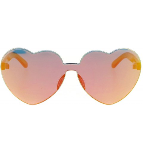 Shield Womens Color Mirror Lens Panel Shield Heart Shape Retro Plastic Sunglasses - Orange - CE18ESSQYNW $9.46