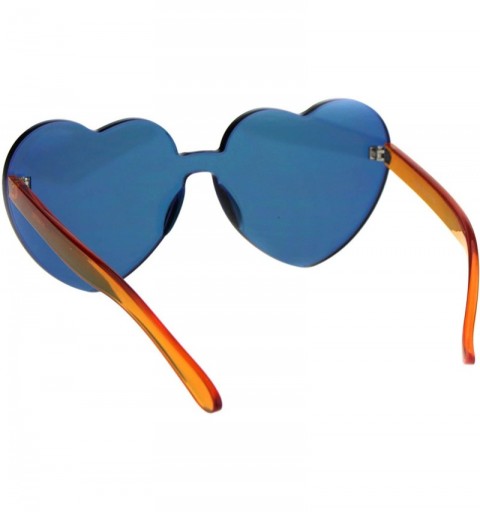 Shield Womens Color Mirror Lens Panel Shield Heart Shape Retro Plastic Sunglasses - Orange - CE18ESSQYNW $9.46