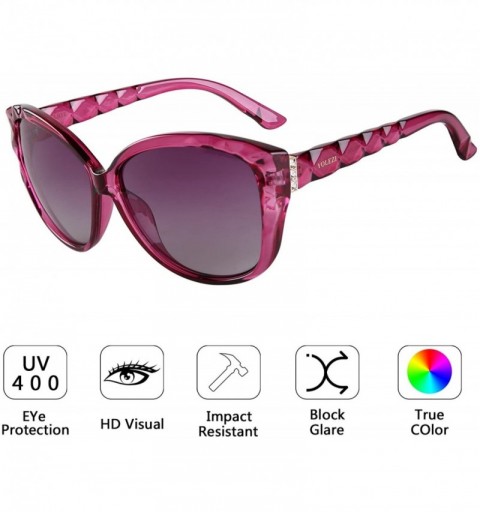 Sport Cateye Sunglasses for Women Oversized Designer Vintage 80s Sunglasses with UV Protection - Purple & Purple - CX18EGM3OH...