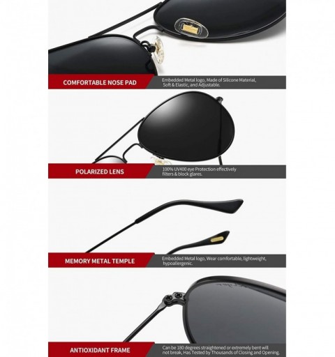 Round Polarized Aviator Sunglasses for Men Women Memory Metal Lightweight Frame - Black - CX18NCA7080 $9.91