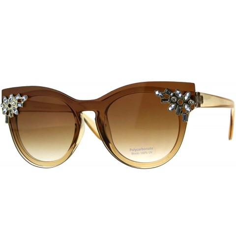 Oversized Womens Rhinestone Sunglasses Unique Lens Over Frame UV 400 - Brown - CD18EZW7ETM $10.07