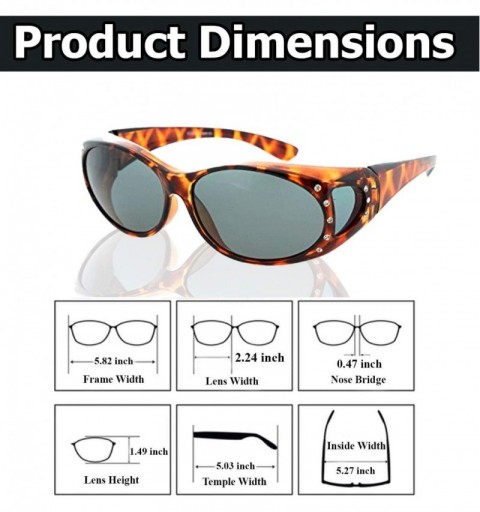 Rectangular Fit Over Sunglasses Over Glasses - Polarized & Non-Polarized - Polarized Rhinestone - Tort Frame/Smoke Lens - CB1...