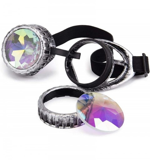 Goggle Kaleidoscope Rave Goggles Steampunk Glasses with Rainbow Crystal Glass Lens - Anti-silver-new Arrival - CG18IDZX3AI $1...